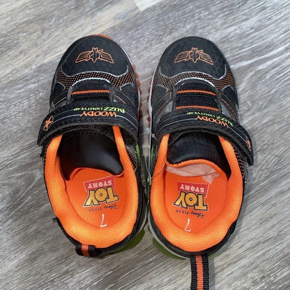 Disney Toy Story Buzz Lightyear Woody Light Up Sneakers Shoes Toddler Sz 7